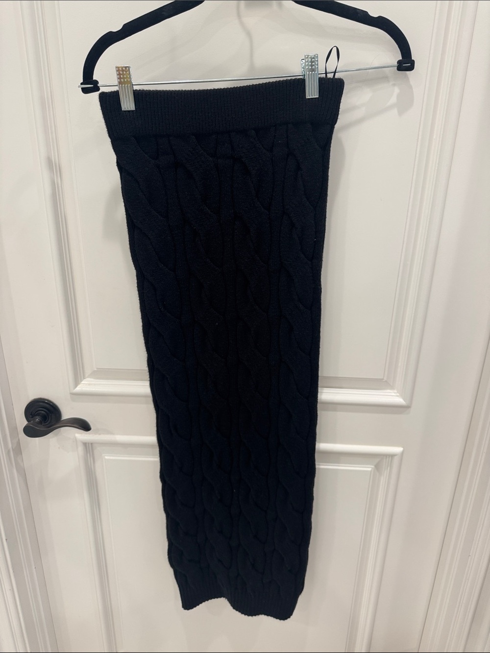 JLUXLABEL Black Cable-Knit Midi Skirt
